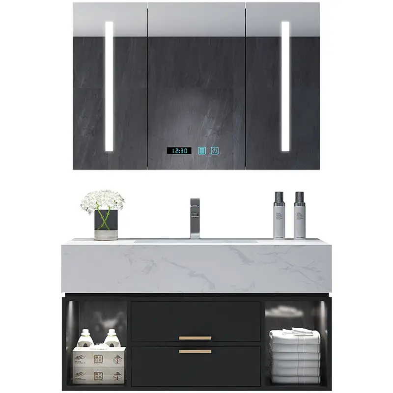 Modern Wash Basin With Mirror Bathroom Cabinets Wall Hanging Mounted Vanity With Plywood Bathroom Cabinet
