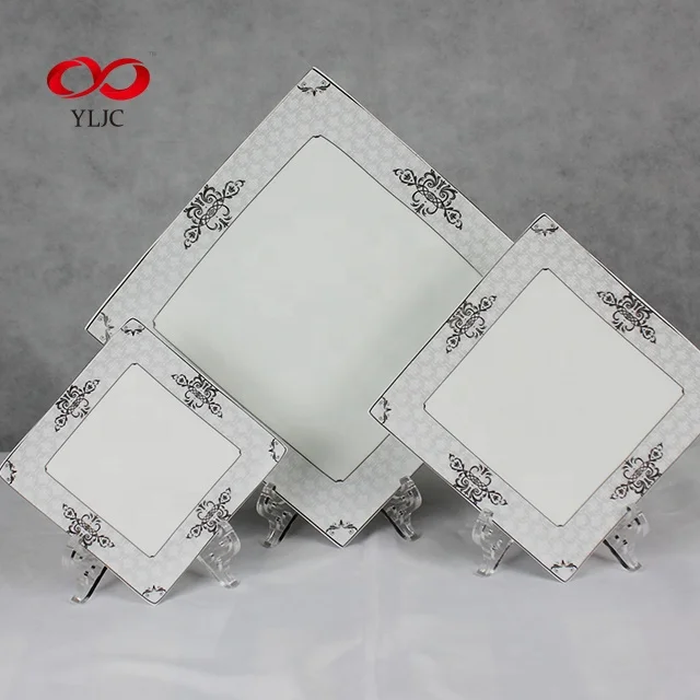 Factory sale 61pcs square  ceramic wholesale dinner set fine bone china