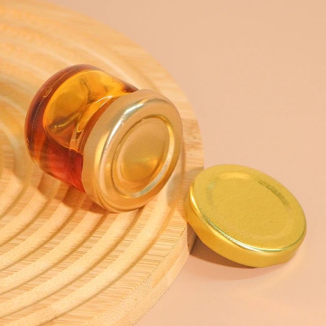 Food Storage Jars Round Mini Glass Honey Cookie Jar Food Storage Glass Jar With Gold Lid 25ML