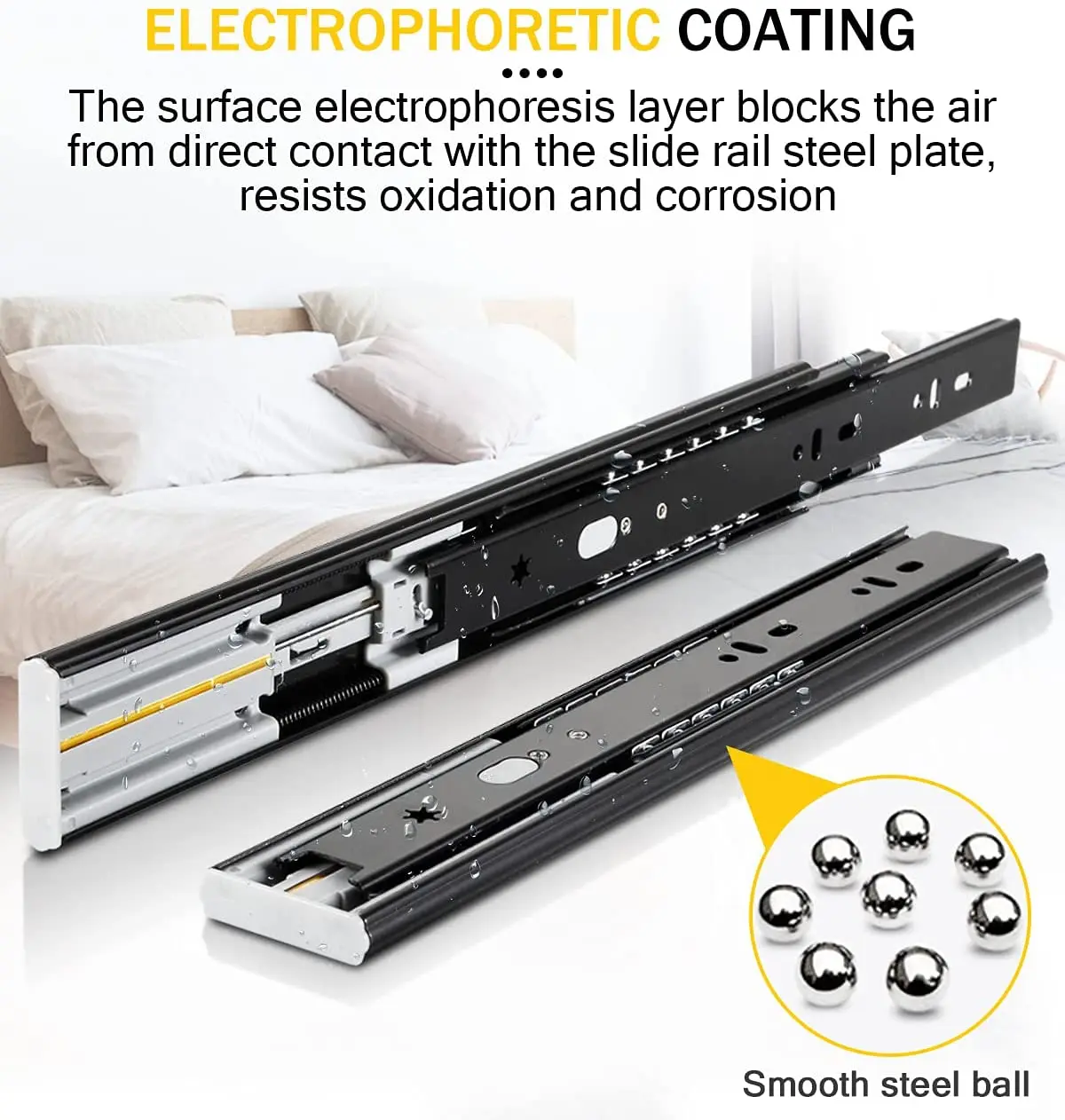 HOONE 3 Fold Jieyang Hardware Channel Push Open Soft Close Full Extention One Cabinet Drawer Slides