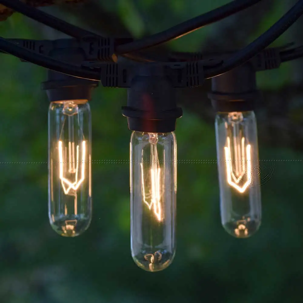 Outdoor decorative String Lights, 48ft Patio Lights with 24 Dropped Sockets, Weatherproof Vintage Edison String Lights