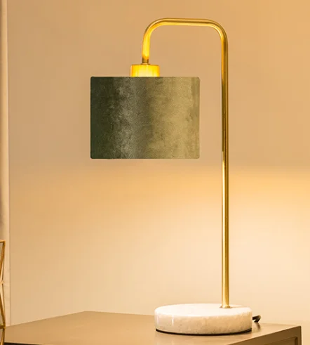 Wholesale Modern Fabric Hotel Table Lamps Gold Marble Base Velvet Shade Table Lamps Home Decor