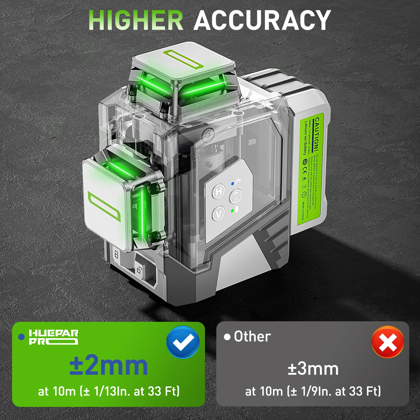 Huepar ZK03CG 12 Lines Multifunctional 3D Laser Level 360 Degree Horizontal And Vertical Self-Leveling Machine Tool Kit