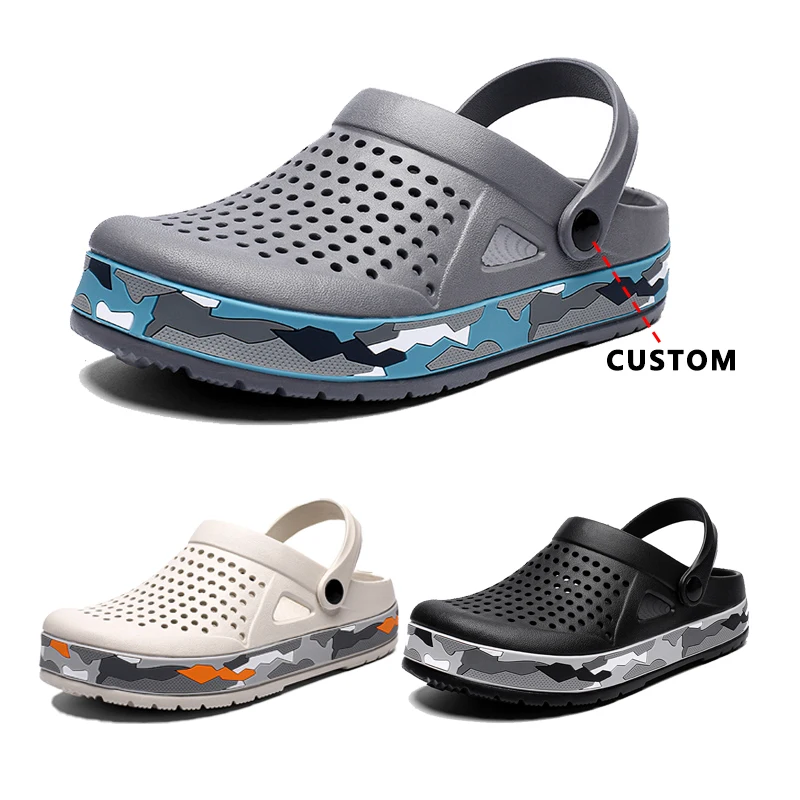Wholesale Mens Shoes Customized Logo Breathable Eva Beach Sandals Summer Garden Clogs Shoes zapatillas Men Slippers Sandals Clog