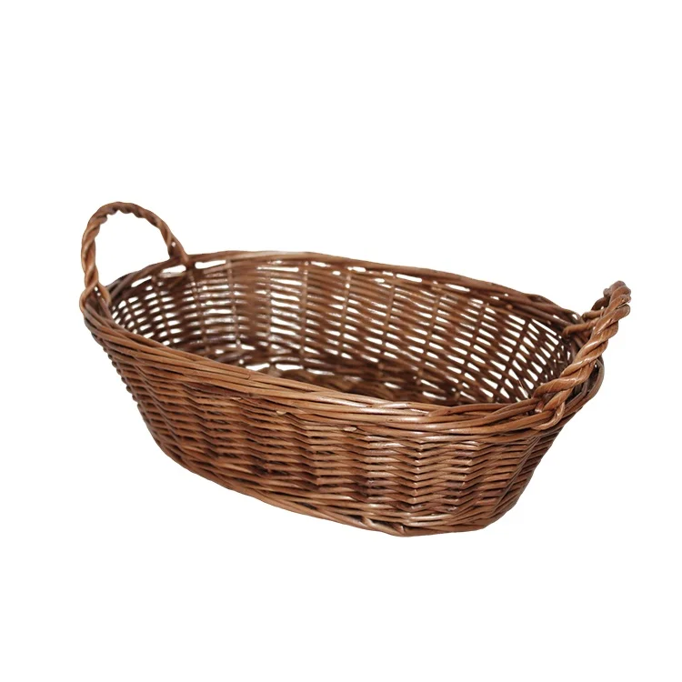 Wholesale cheap handmade handle decorative Oval wicker bakery baskets