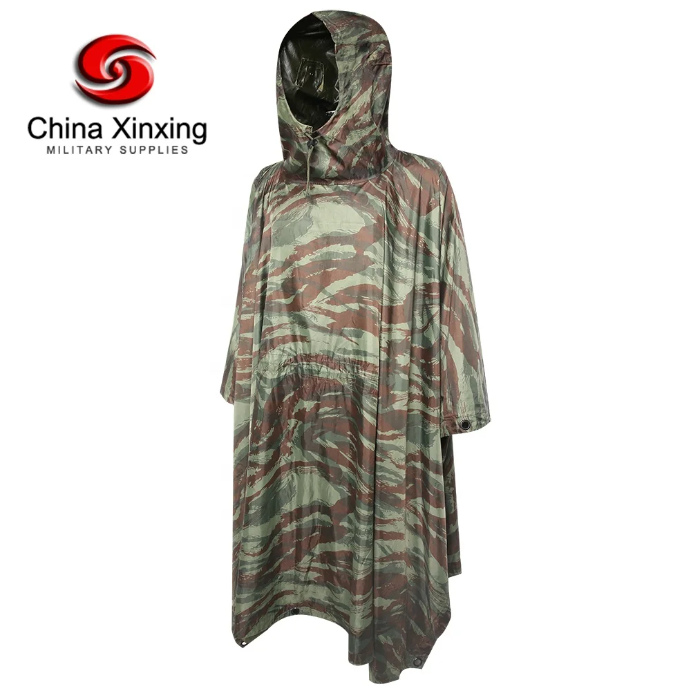 CHINA XINXING Poncho Outdoor Durable Polyester Nylon PO08 Waterproof Custom Rain Poncho Tactical Raincoat