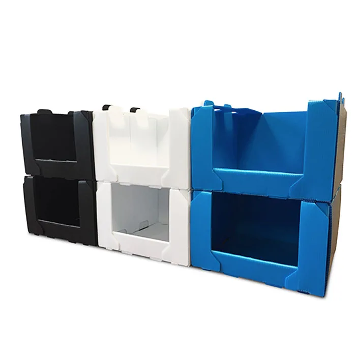 Custom Size Open Front Coroplast Correx Tools Box Heavy Duty Reusable Corrugated Plastic Warehouse Shelf Storage Boxes
