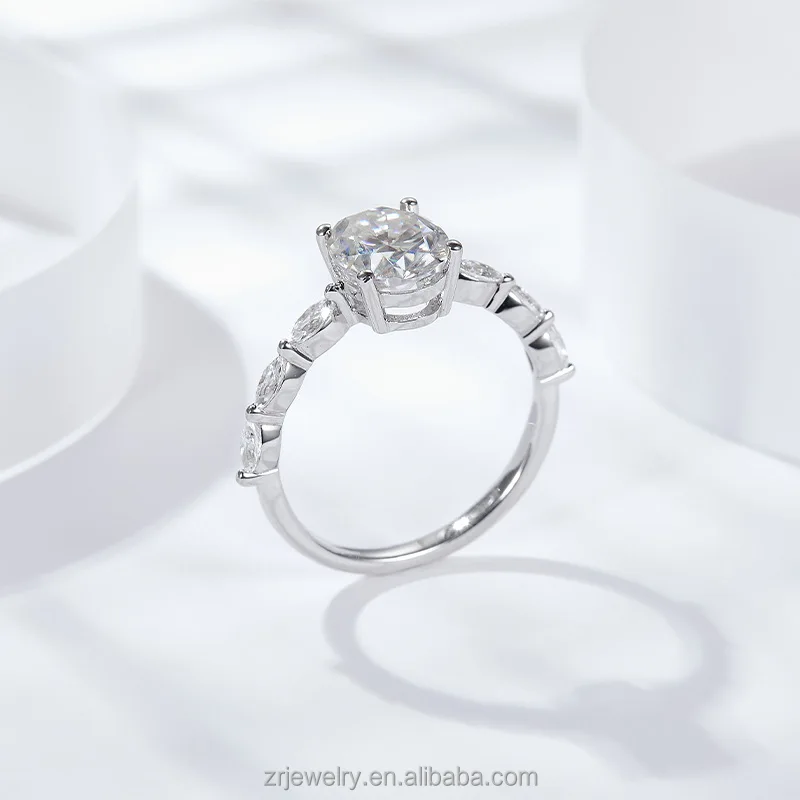 2CT Rings Diamond Women Luxury Wedding Oval Egg Cut 925 Silver Moissanite Engagement Rings for Women