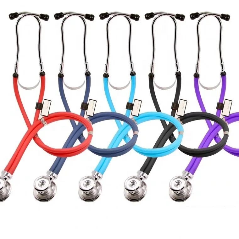 Multi-function dual-heads stainless medical stethoscope with name tag