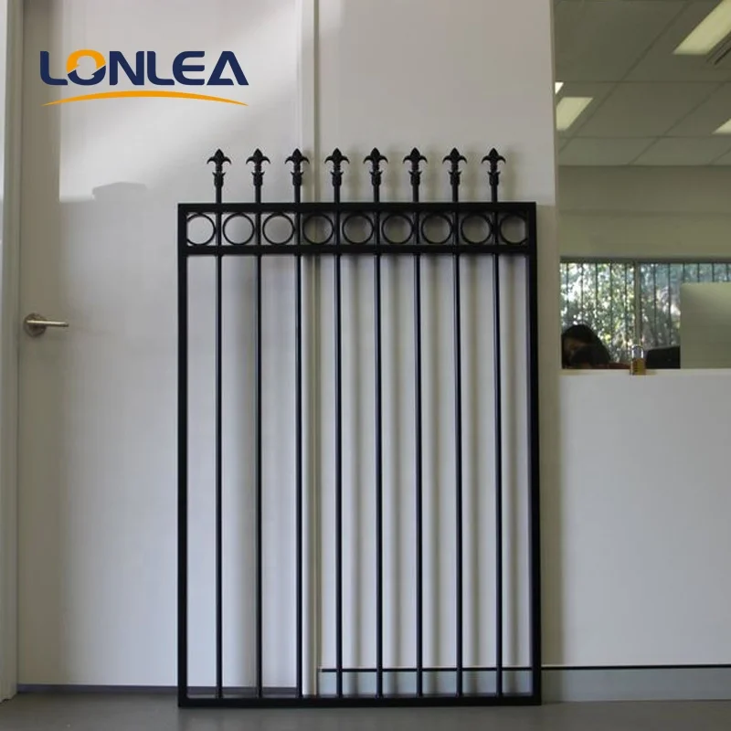 cheap wrought iron fence panels steel pipe garden fencing spear top with rings
