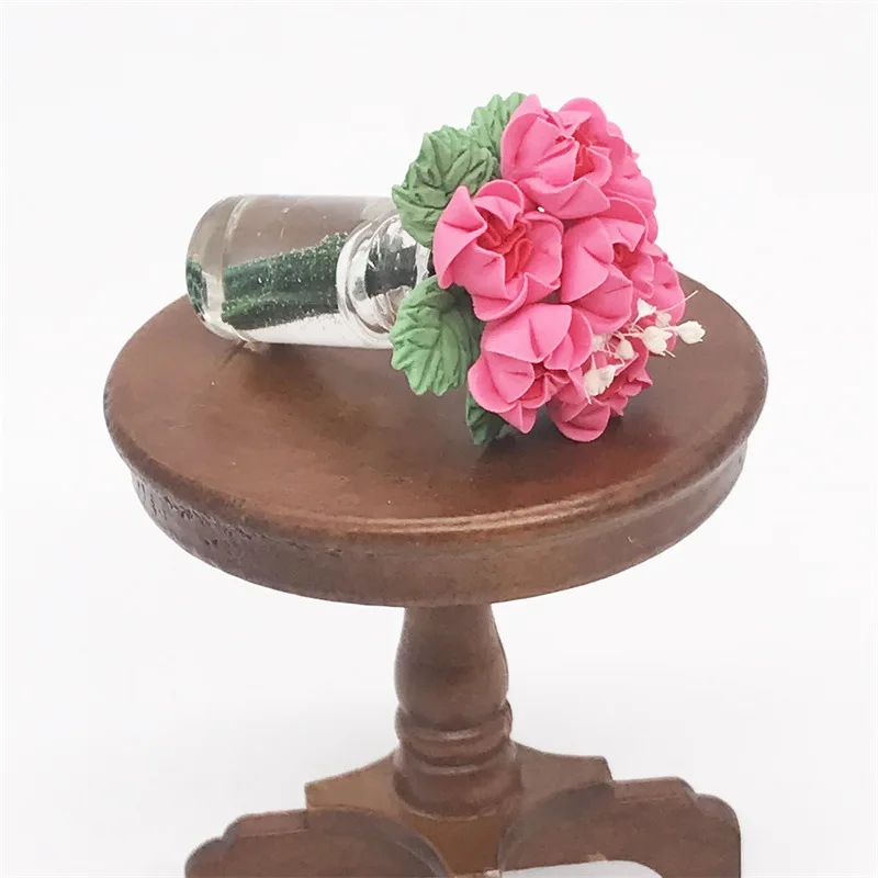Dollhouse Miniature Flowers 1:12 Scale Mini Vase with Flower Doll House Accessories Tiny House Decorations M3797