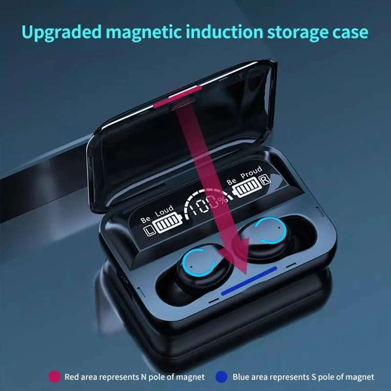 Music Sports TWS Earbuds F9-47 Smartphone Wireless In-Ear Gaming Headset Waterproof Earbuds with Power Bank