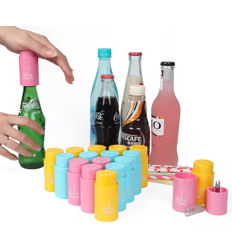 Cheap Custom Kitchen Tools ABS Handle Drink Bottle Beverages Puncher Opener Stainless Steel Bottle Punch Drill Openers