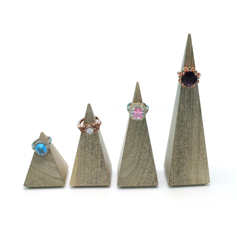 FADELI Customized vintage Wood Jewelry Ring Display Holders Jewelry Stand Ring Cone Finger Storage Organizer
