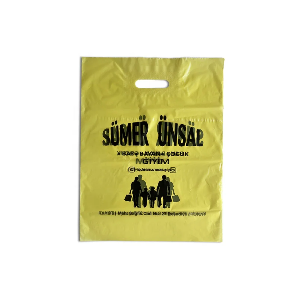 Wholesale Biodegradable MDPE Disposable Reinforced Die Cut Plastic Bag with Custom Logo from Turkey Resealable Shopping Bag