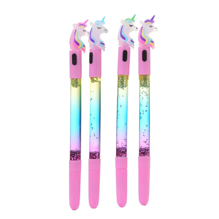 Новый дизайн, оптовая продажа, креативная ручка с кристаллами и единорогом со светлыми черными чернилами, маркеры, школьные и офисные канцелярские принадлежности для детей