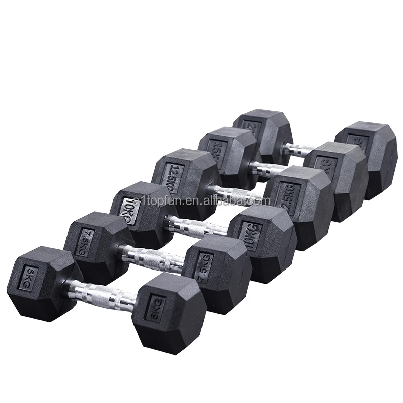 Wholesale Gym Equipment Rubber Hex Dumbells Weights Set 20kg 50kg Men Unisex 20kg Dumbbell Set