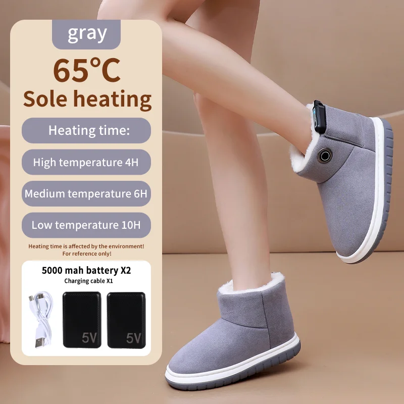New Style Indoor Outdoor Heated Snow Boots Usb Rechargeable Power Bank Electric Heating Heated Shoes
