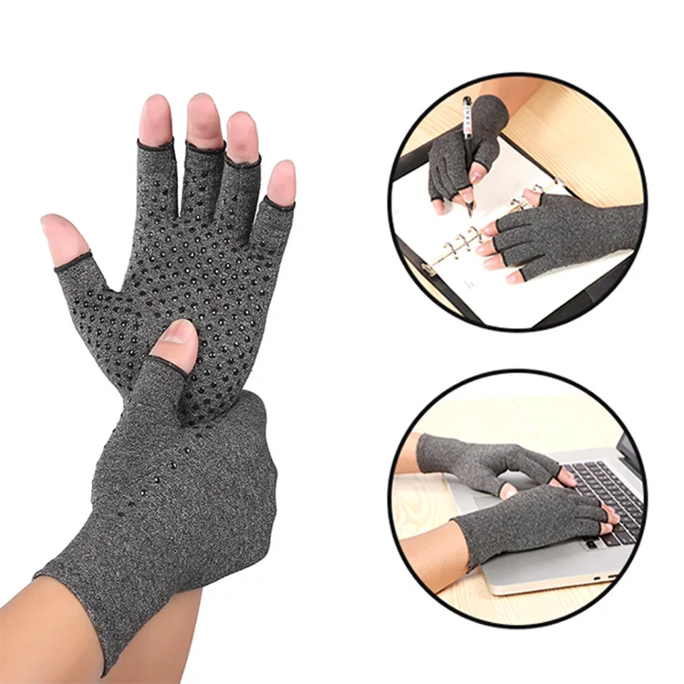 Indoor outdoor work sports nursing gloves rehabilitation training point glue anti-skid pressure dew finger pressure gloves