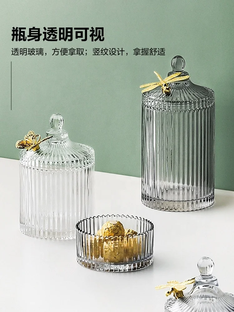 Роскошное Стеклянное блюдо для конфет с крышкой декоративная чаша фруктовых Хрустальная банка домашнего офисного стола контейнер хранения продуктов