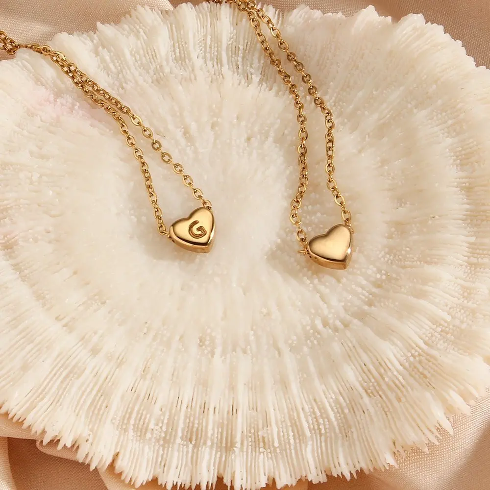 Free Sample 925 Sterling Silver 18k Gold Plated Jewelry Letters W Heart Shape Necklace Initial For Women