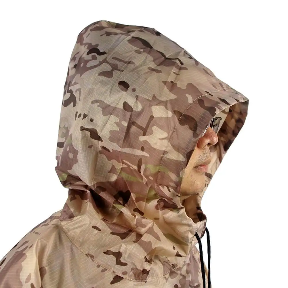 Hunting PVC waterproof camping coat  OEM Covert bionic Ghillie suit cloak camouflage raincoat Multi function tent