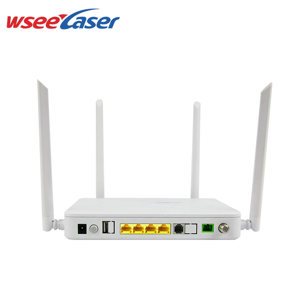 Best price WSR4 4 antennas XPON EPON GPON ONT 4GE+CATV+VOIP+5 dbi dual band WIFI router fiber optic  ONU
