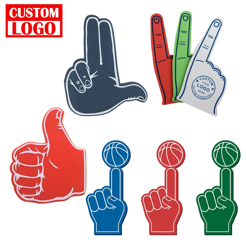 Sports Party Cheering Popular Promotional Orange Big Foam Middle Fingers #1 Eva Foam Finger Hand Custom Shape