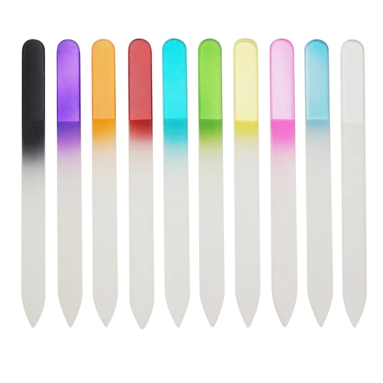 Wholesale personalized glass nail files custom logo print glass finger nail file