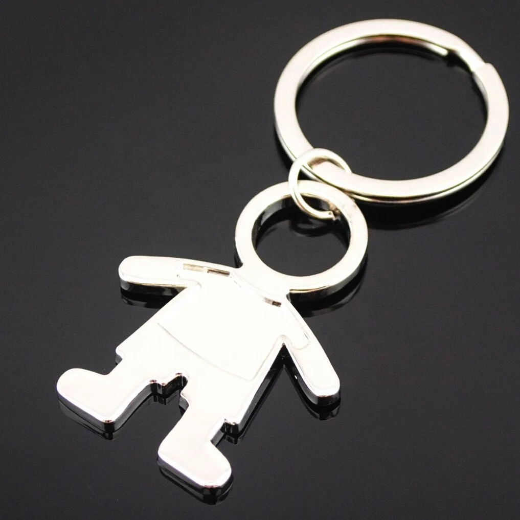 Metal girl and boy children gift keychain
