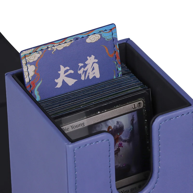 Card Deck Box with Dice Tray for MTG 120+ Card Storage Box TCG CCG PU Leather Strong Magnet Collectible Card Case