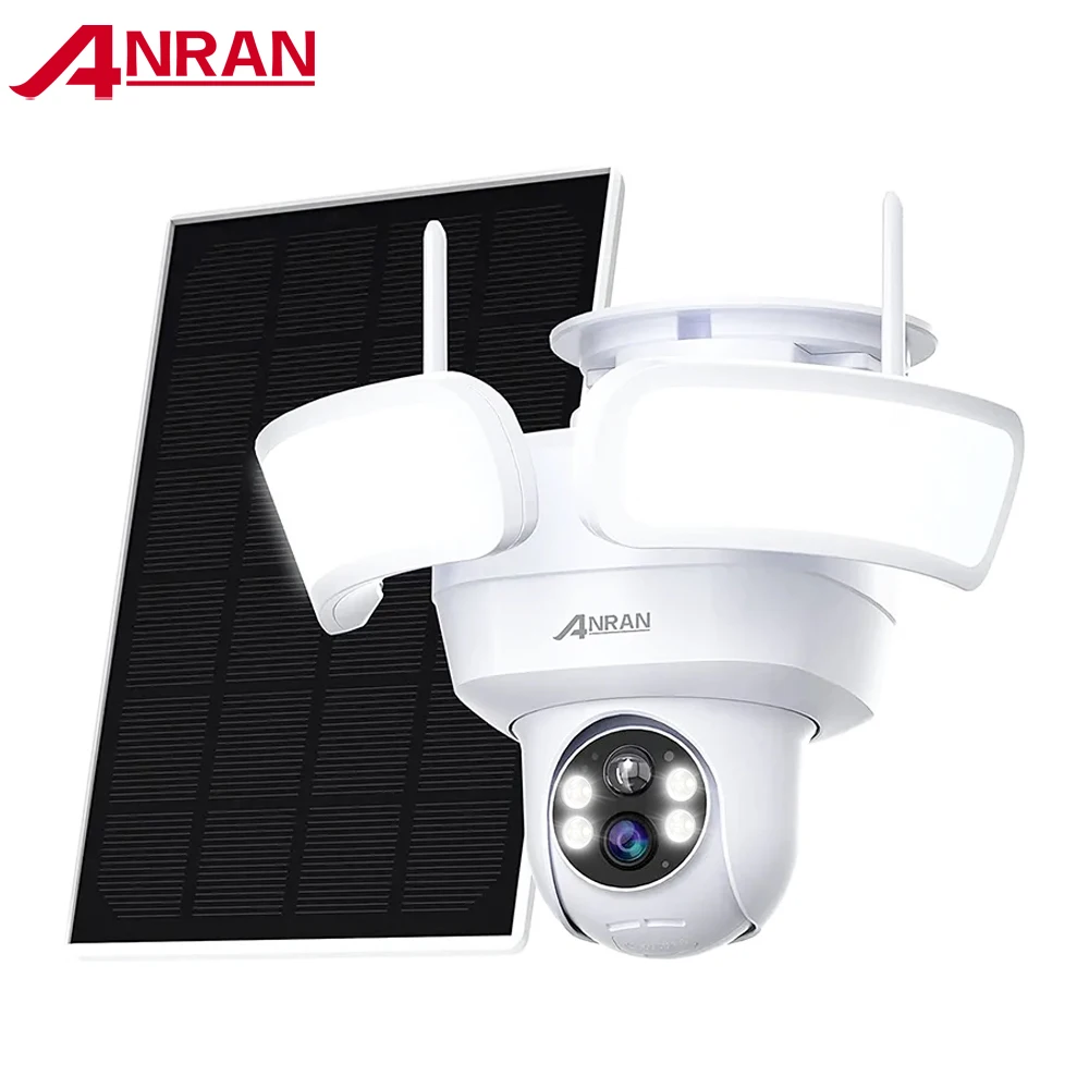 ANRAN Low Power 2k 3MP Battery Floodlight Color Night Vision Outdoor Solar Panel PTZ Wifi Camera