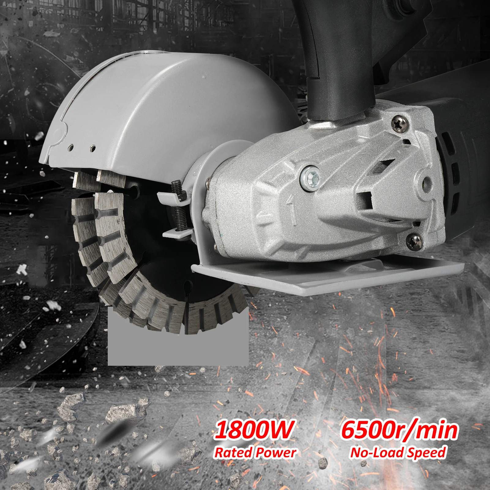 1800W 120V Electric Wall Grooving Chaser Concrete Cutting Machine  Slotting Brick Granite Marble Grooves With 6Pcs Saw Blades