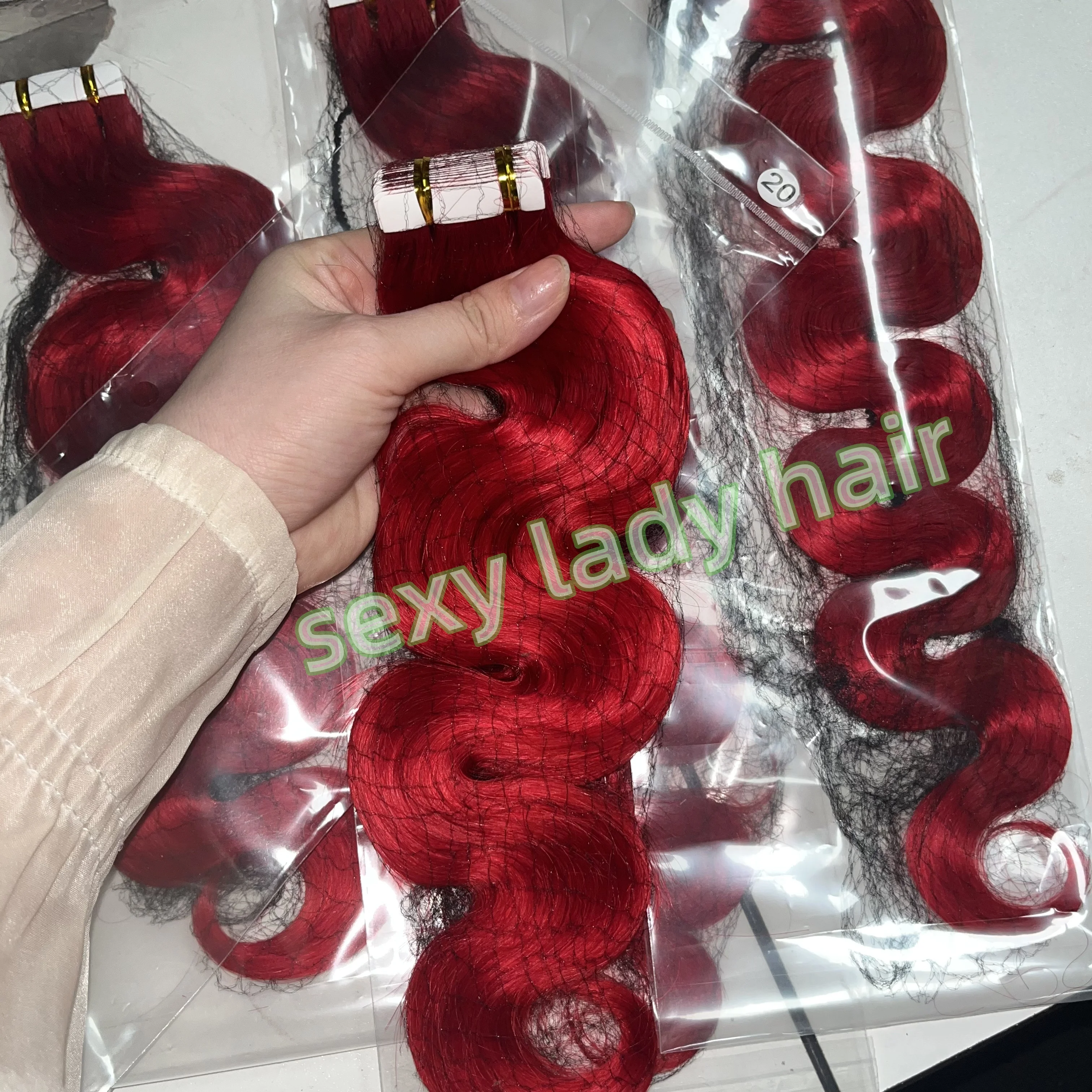 100% Real Human Hair Loose Wave Natural Black Color Tape Ins Hair Extensions