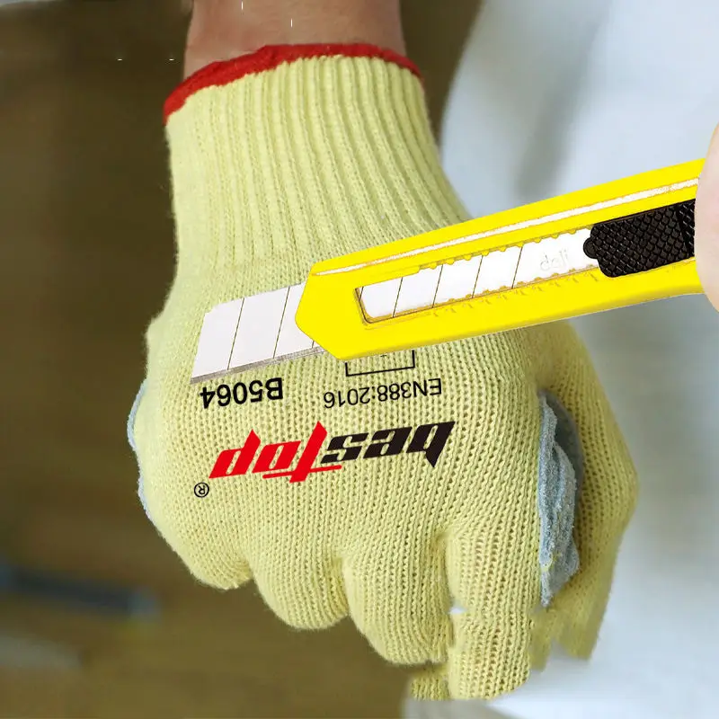 Heat resistant aramid fiber cut and stab protection fire safety working gloves