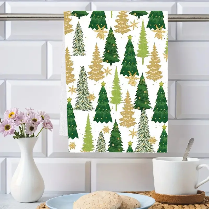 Wholesale printed Christmas tea towel Home Waffle table mat Microfiber Christmas gift Kitchen towel