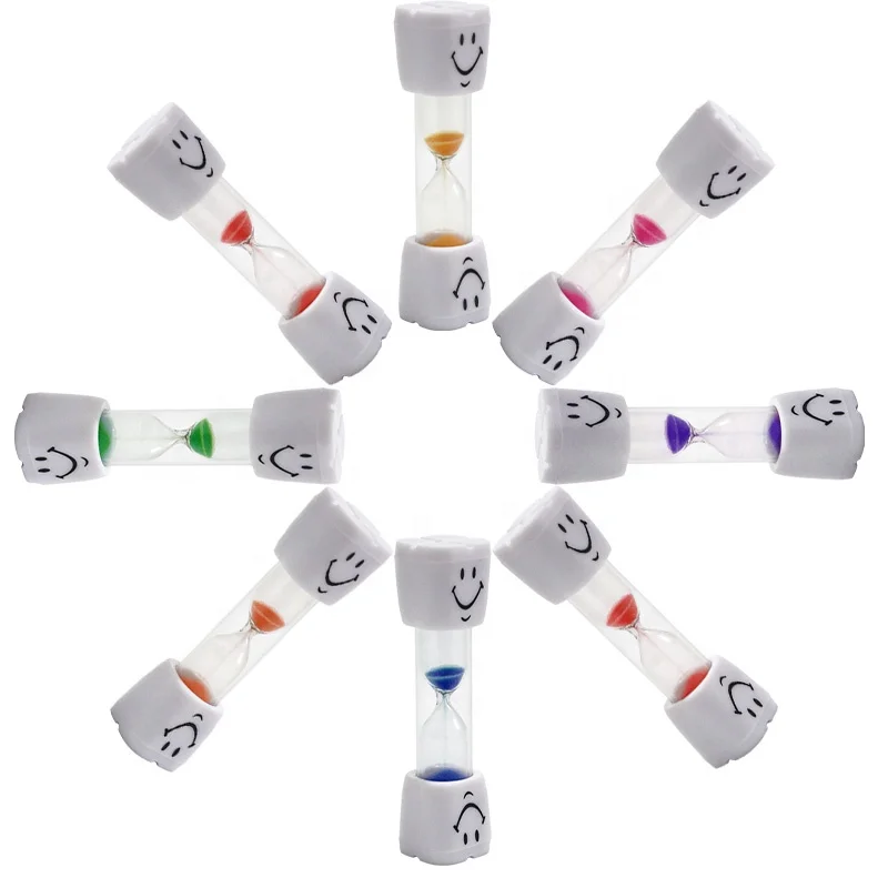Wholesale Kitchen Timers Hour Glass Decor White Pocket Size Smile Pattern Tooth Brushing Sand Clock Home Office Decorative