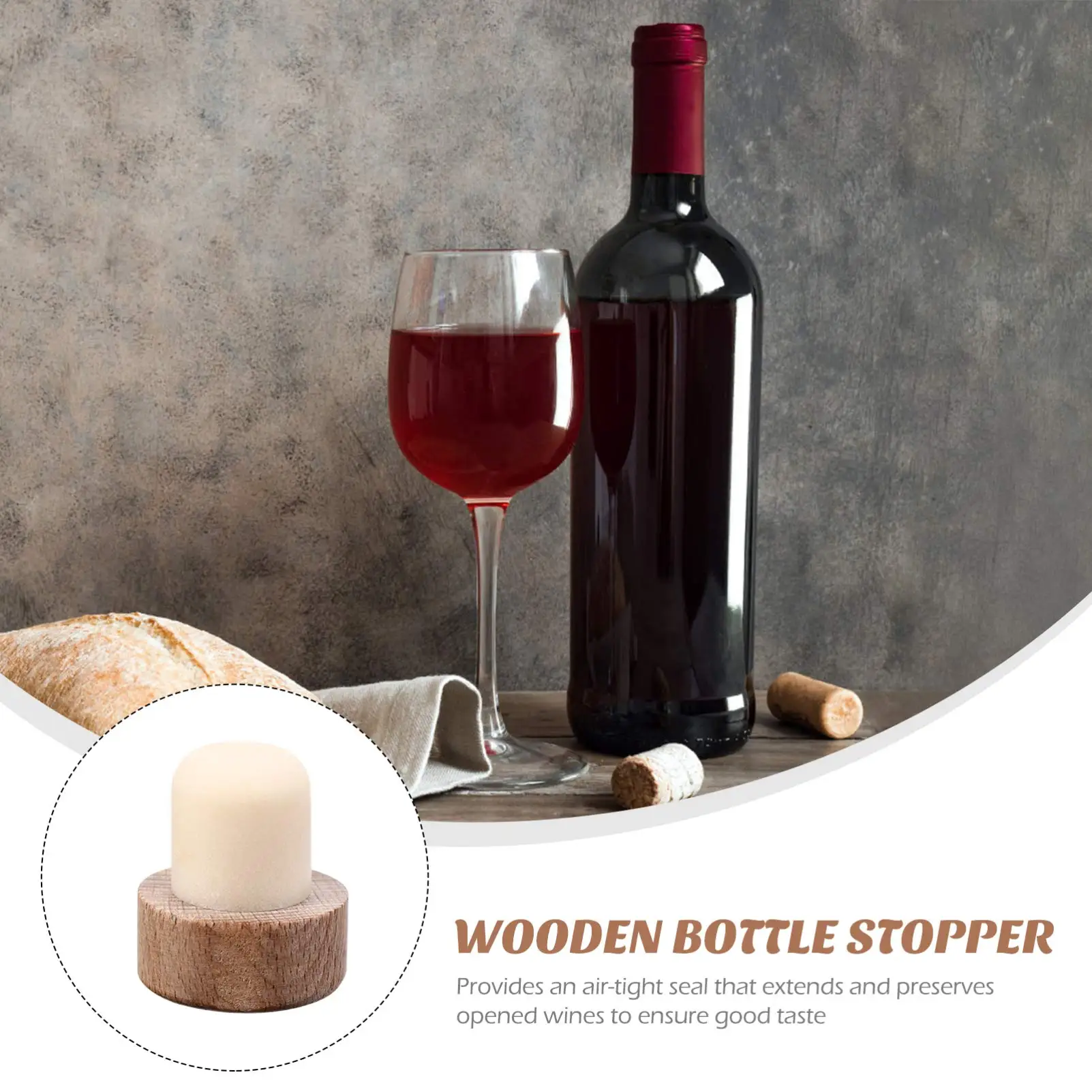 Customized Luxury T-Shape Wine/Spirits Stopper Synthetic Cork Bottle Cap Reusable Wooden Top for Bars
