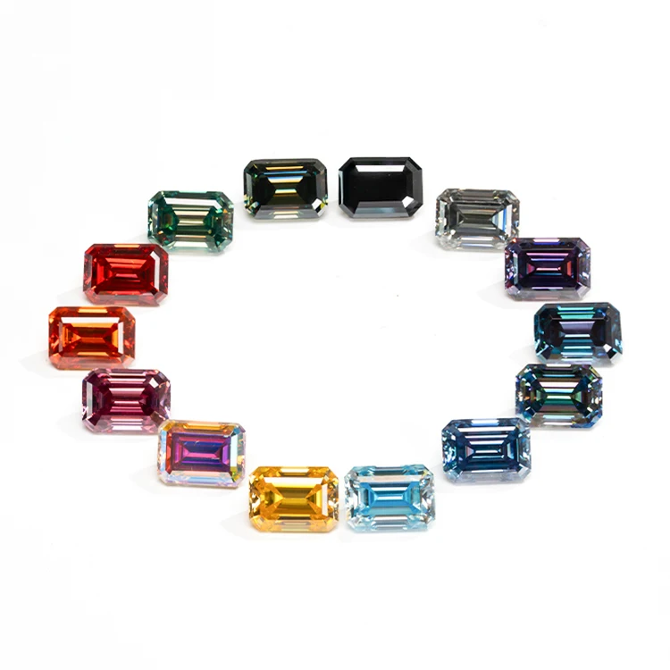 Redleaf Wholesale Moissanite Stones Emerald Cut VVS Mossanite GRA Certificate Loose Gemstone Color Moissanite Diamond