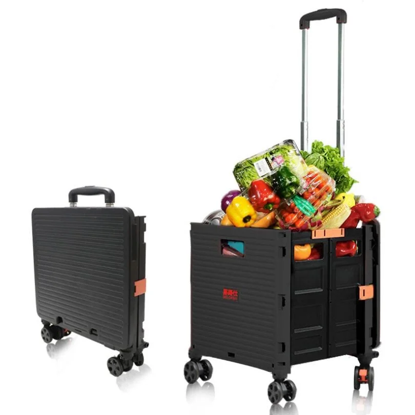 Carrito de compras Пластиковая Складная Тележка для покупок с 4 универсальными роликовыми