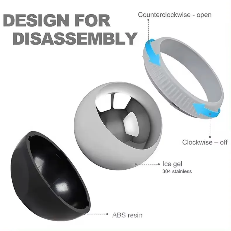 Cryo Massage Ball Portable Facial Therapy Tool 304 Stainless Steel Freeze Ball Cold Heat Massage Roller Ball