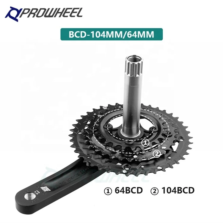 PROWHEEL 9/10/11Speed 24/32/42T Sprocket Crank Arms Bicycle Crank with BB set for Mountain Bike MTB