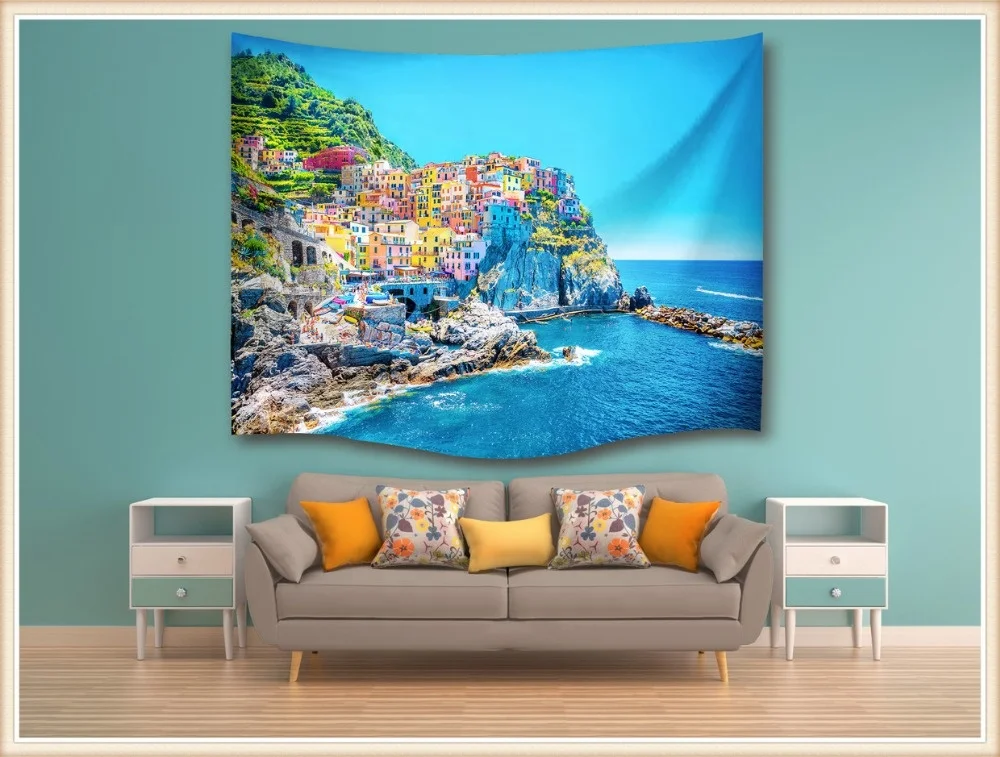 Popular custom made digital printing polyester beach scene