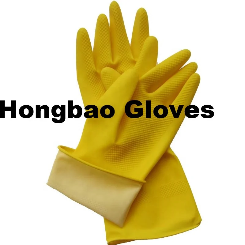 
70g cotton lined lining latex gloves girls in rubber glove high quality cleaning kitchen washing glove 