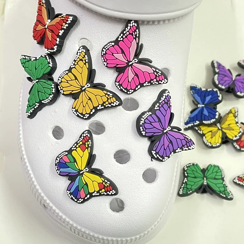 Popular Designer Bracelet Charm for Wrist Band Decoration Wholesale Colorful Butterfly PVC Shoe Charm fit Clog Sandal Decoration