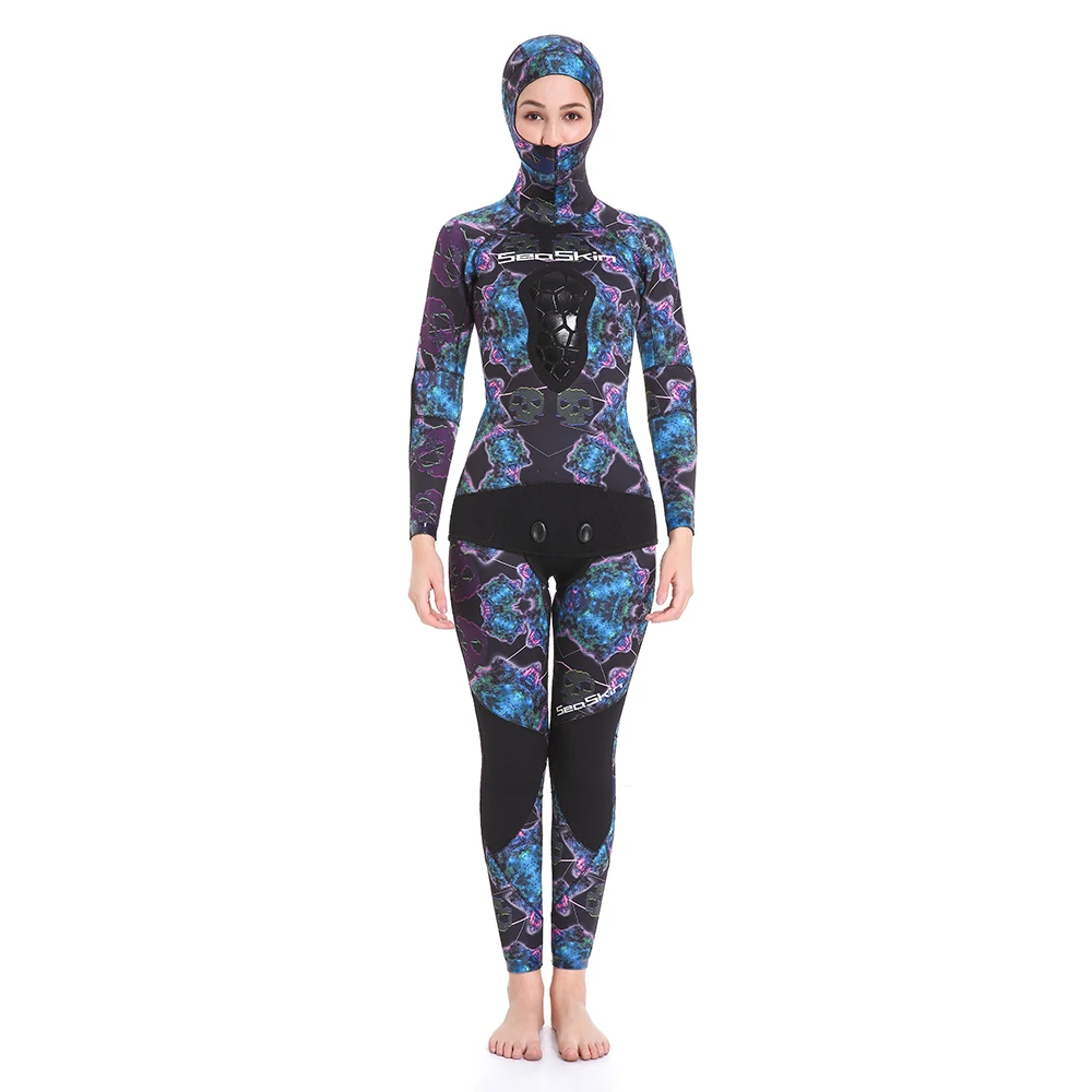 Seaskin Womens Open Cell Neoprene Spearfishing Wetsuits with High Waist Pants