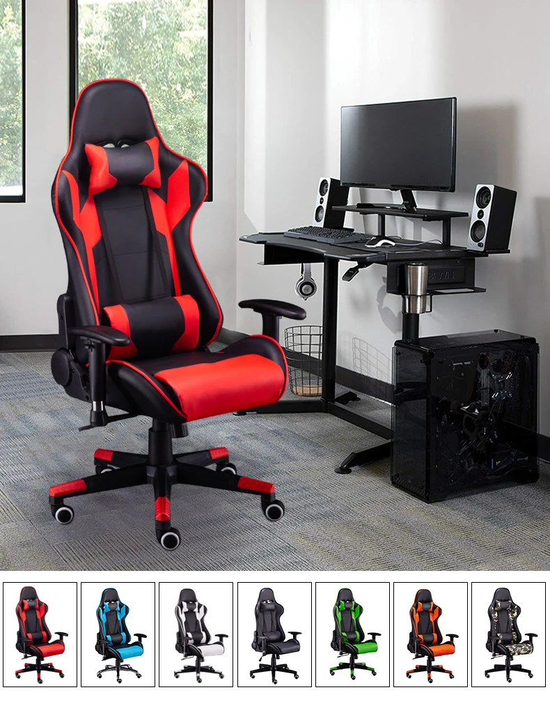 Computer Silla PC Gamer Cadeira Ergonomic Modern Office Silla Gamers Black and Red Luxurious Leather Gaming Chair