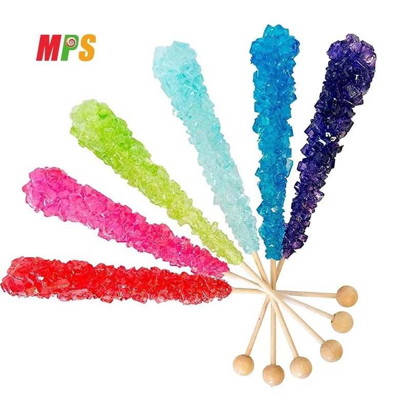 Factory Custom Homemade Assorted Colors Sour Sweet Rock Candy Sugar Sticks Indiv Wrapped - Pink, Light Blue, Lavender