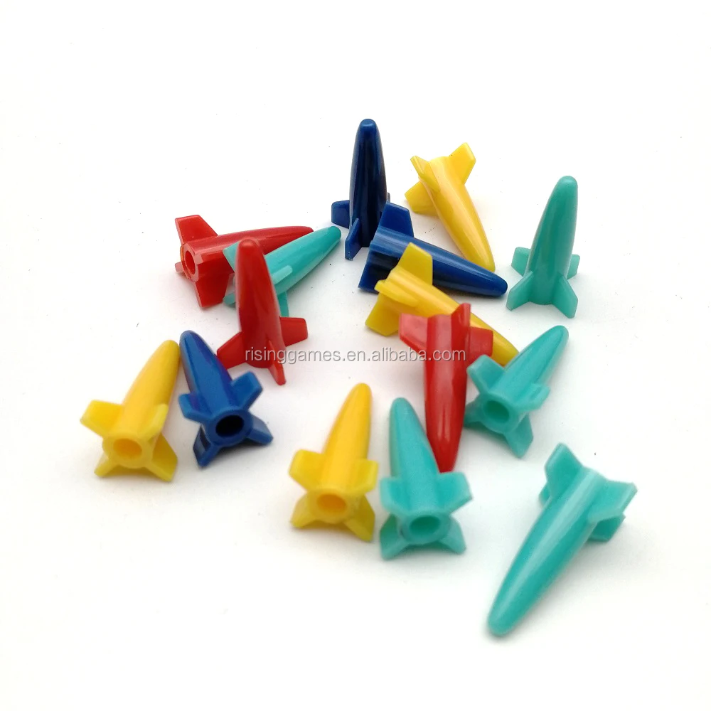 High Quality Custom Printing Plastic Toys Rocket Shape Pawn Pieces Board Game Accessories