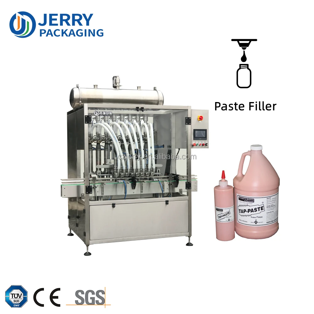 JERRYPACK JPF1000-8 50-1000ml 8 Nozzles Electric Automatic Piston Ketchup Mayonnaise Filling Machine